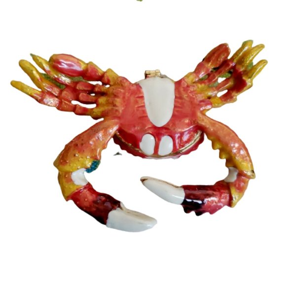 Crab Trinket Box Rhinestone Encrusted Enamel - Picture 7 of 12